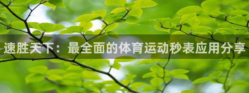 球王会体育：速胜天下：最全面的体育运动秒表应用分享